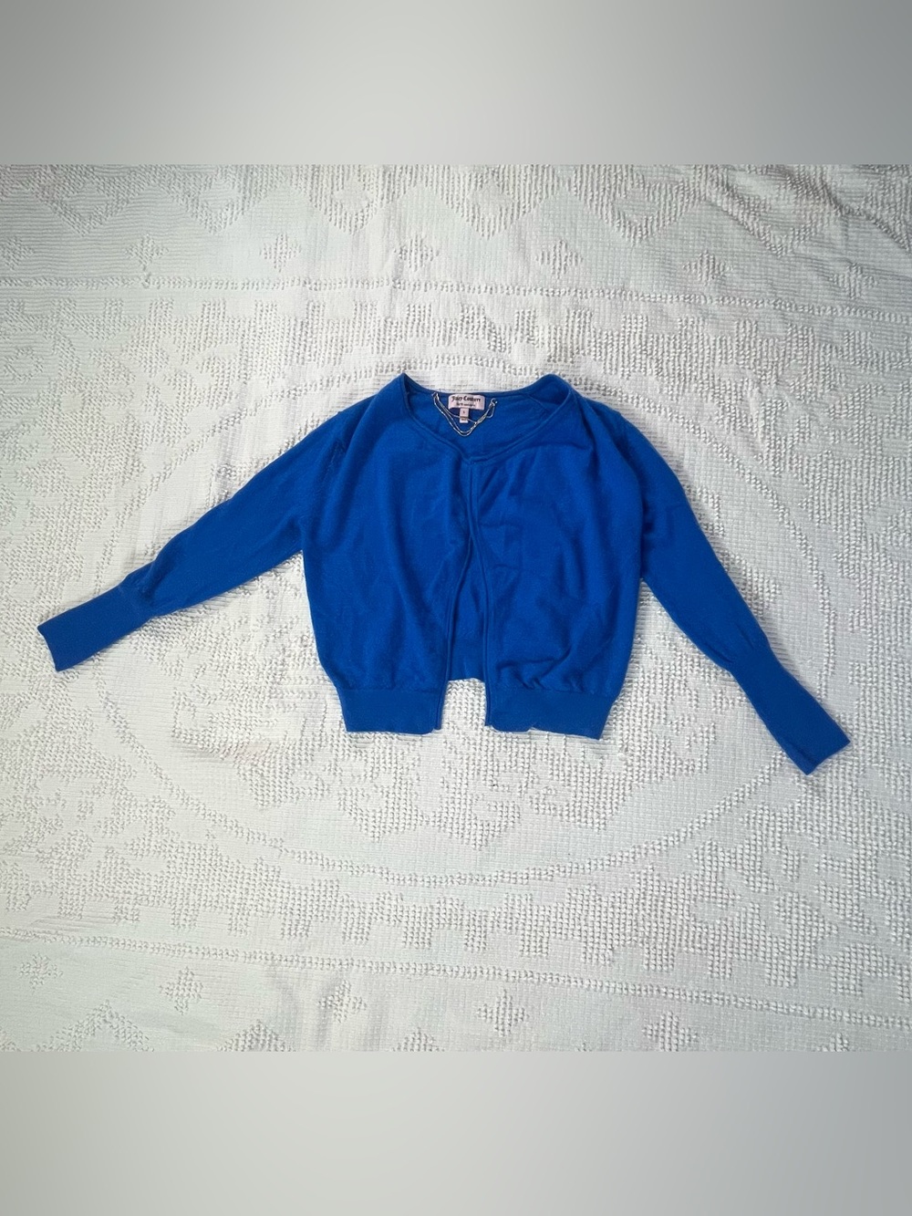 Cashmere Juicy Couture Royal Blue Cropped Cardigan